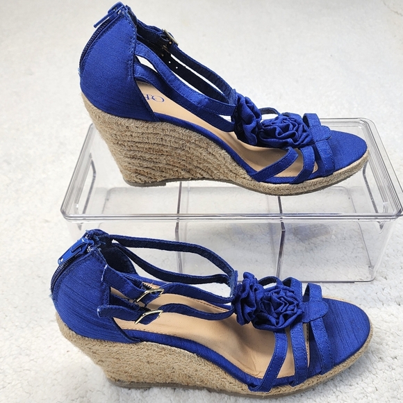 Cato Shoes - Cato Blue Wedge Sandals Size 10M
